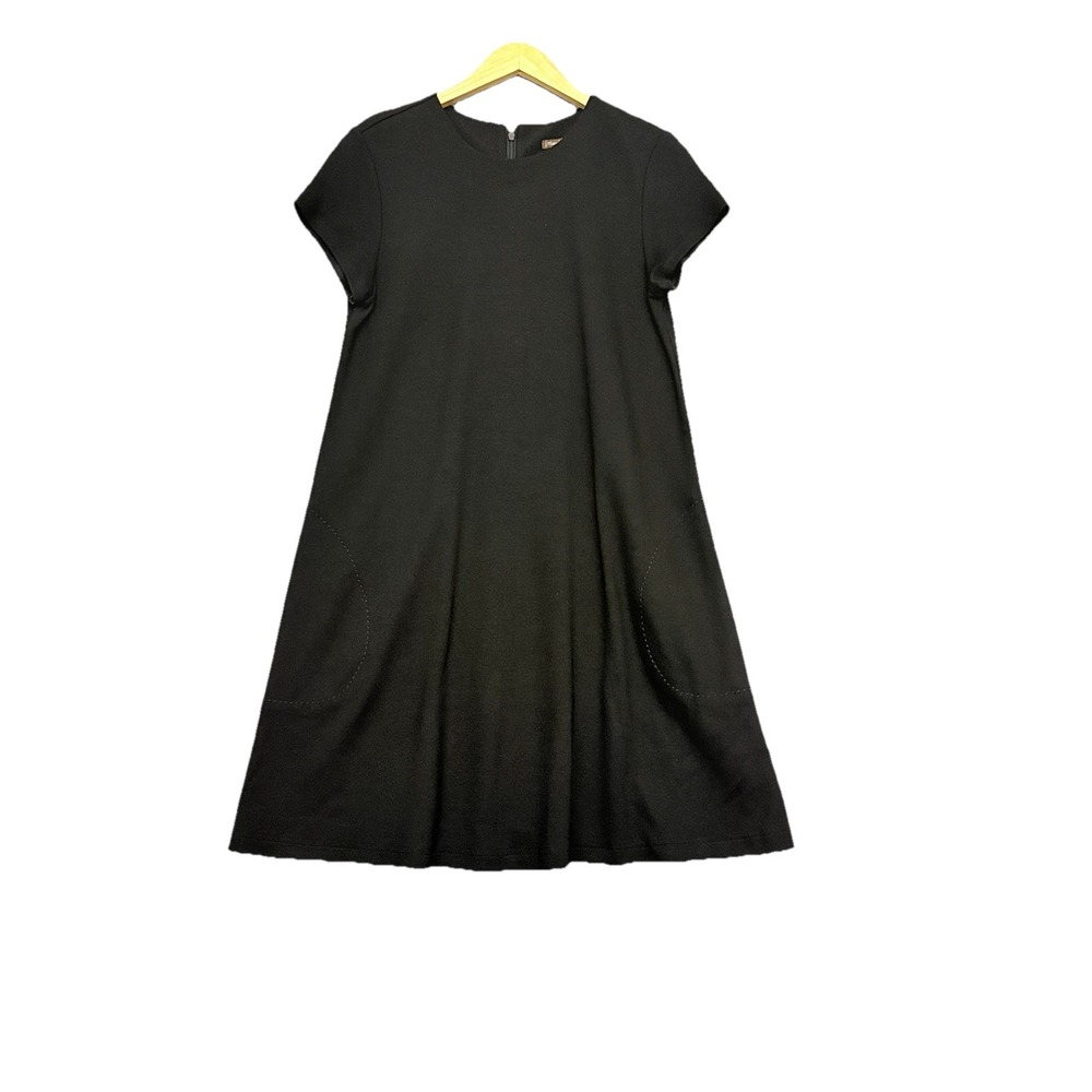 J McLaughlin‎ Womens Shift Career Knit Dress Size Small Black Corporate Business